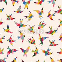 Naklejki Spring birds seamless pattern