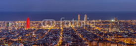 Fototapety Barcelona skyline panorama at night