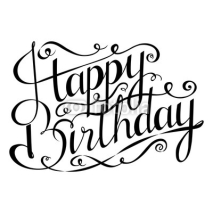 Fototapety Happy birthday inscription. Greeting card with calligraphy. Hand drawn design.