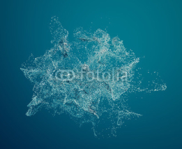 Fototapety Abstract 3d rendering of chaotic particles. Flying cubes in empty space. Dynamic shape. Futuristic background. Poster design.