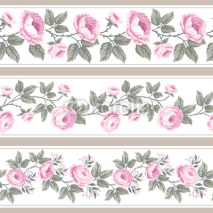set of seamless floral borders with roses