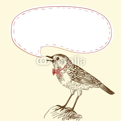 Illustration of singing bird with your text