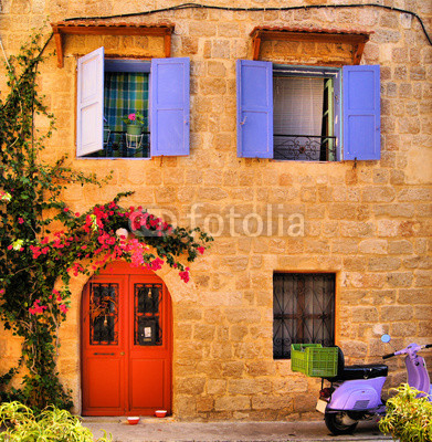 Stone house in the Old Town of Rhodes, Greece