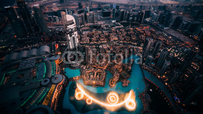 Dubai Night Skyline View From Burj Khalifa
