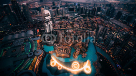 Naklejki Dubai Night Skyline View From Burj Khalifa
