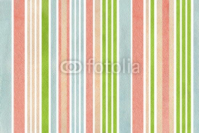 Watercolor green, pink, beige and blue striped background.