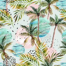 Fototapety Abstract summer tropical palm tree background.