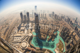 Obrazy i plakaty Aerial view of Downtown Dubai from the tallest building in the world, Burj Khalifa, Dubai, United Arab Emirates.