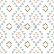 Naklejki Seamless hand drawn geometric tribal pattern with rhombuses and triangles. Vector navajo design.