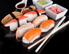 Naklejki Japanese seafood sushi set