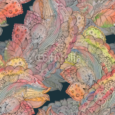 fashion seamless texture with abstract floral pattern. watercolo