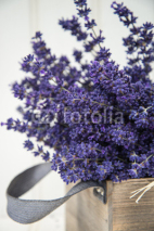 Naklejki Beautiful fragrant lavender bunch in rustic home styled setting