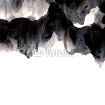 Fototapety Black ink flow background with copyspace. Paint stains at the top and blank space for text. Abstract painted monochrome background, artistic backdrop
