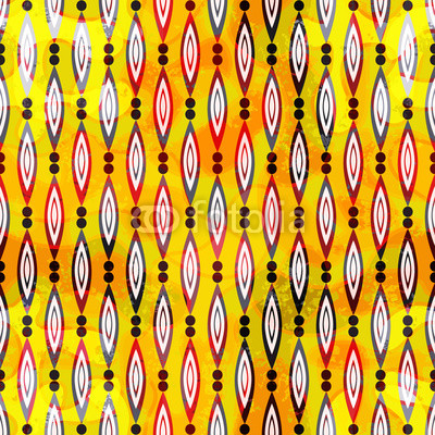 colorful abstract geometric elements on a yellow background seamless pattern vector illustration