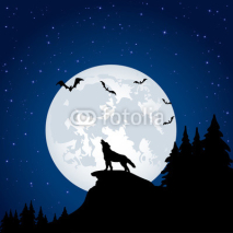 Naklejki Wolf and moon
