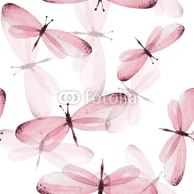 The pattern of butterflies. Seamless vector background. Watercolor illustration 10