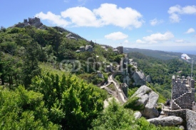 Fototapety View of the Portuguese city of Sintra from the medieval Castle of the Moors (Castelo dos Mouros) 