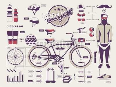 hipster vs bike info graphic elements