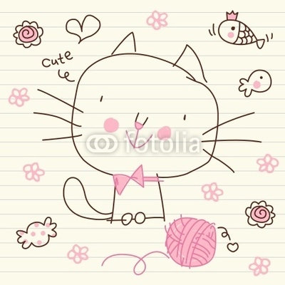 Cute Doodle Kitty Sketch