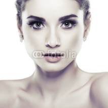 portrait of whiteheaded young woman, emotions, cosmetics