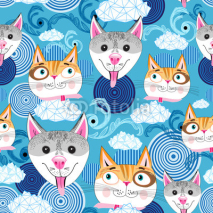 Naklejki pattern funny portraits of dogs and cats