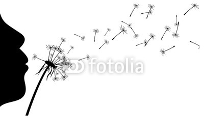 Background with girl and dandelion.