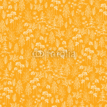 Fototapety Vecto golden flowers and plants seamless pattern background