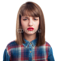 Naklejki portrait of young woman sadness face isolated on white