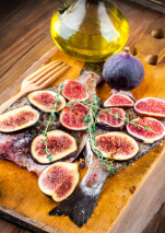 Naklejki Dorado fish with lemon and figs, Mediterranean cuisine