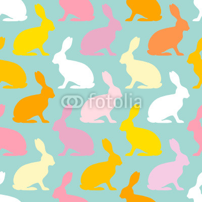Seamless Pattern Bunny Retro