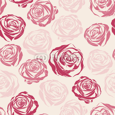 Vector pink  seamless floral pattern with roses