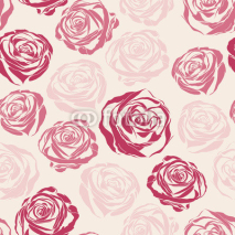 Fototapety Vector pink  seamless floral pattern with roses