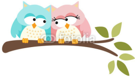 Naklejki Cute owls couple