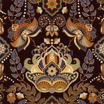 Fototapety Seamless Paisley background, floral pattern