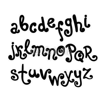 Vector hand drawn alphabet and type.