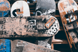 Fototapety Background from old and scratched boards skateboard