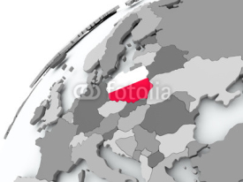 Fototapety Flag of Poland on grey globe