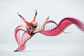 Naklejki Young woman in gymnast suit posing