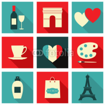 Fototapety Paris Icons Collection