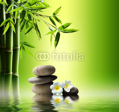 spa background with bamboo and stones on water