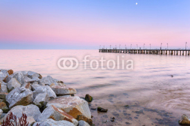 Baltic pier in Gdynia Orlowo at sunset, Poland