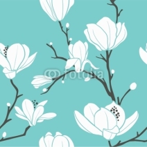 Fototapety blue magnolia pattern