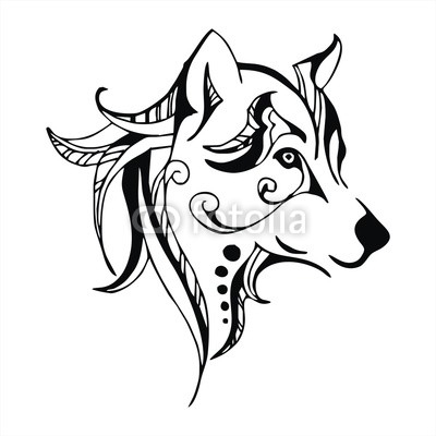 wolf head tattoo vector