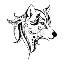 Naklejki wolf head tattoo vector