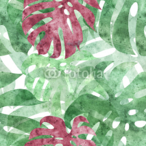 Fototapety seamless repeatable monstera leaf background