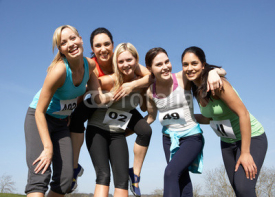 Naklejki Five Female Runners Training For Race