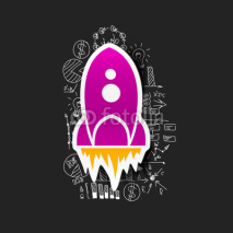 Naklejki Drawing business formulas: rocket