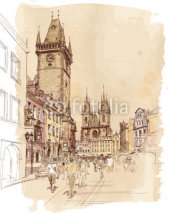 Obrazy i plakaty Old Town Square, Prague, Czech Republic - a vector sketch
