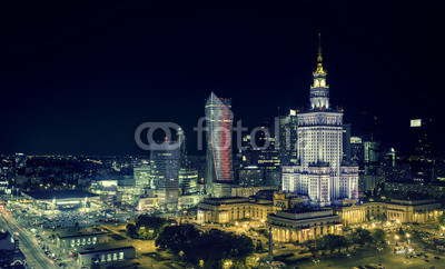 Warsaw downtown at night