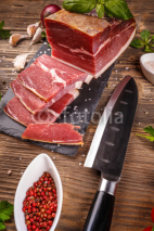 Sliced smoked pork meat